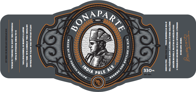 BONAPARTE India Pale Ale — etiketa, bronasta folija