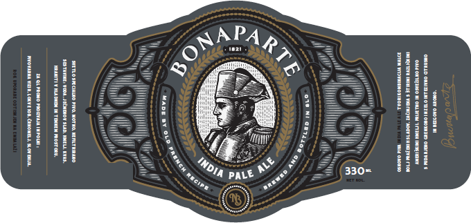 BONAPARTE India Pale Ale — etiketa, zlata folija